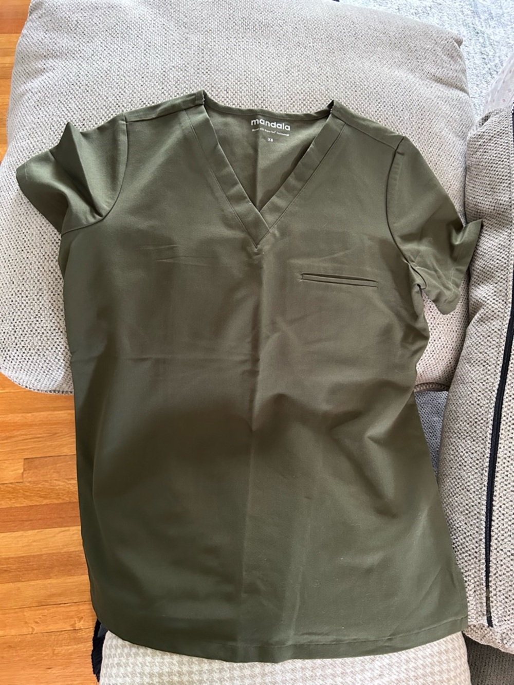 Mandala Olive Scrub Top